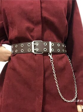 原宿风双排孔链条女生chic腰带