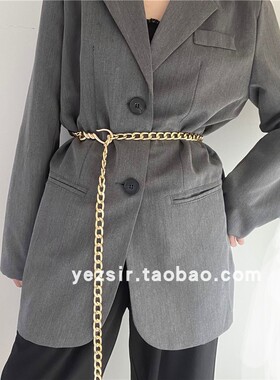 ins朋克金属女百搭西服链条腰带