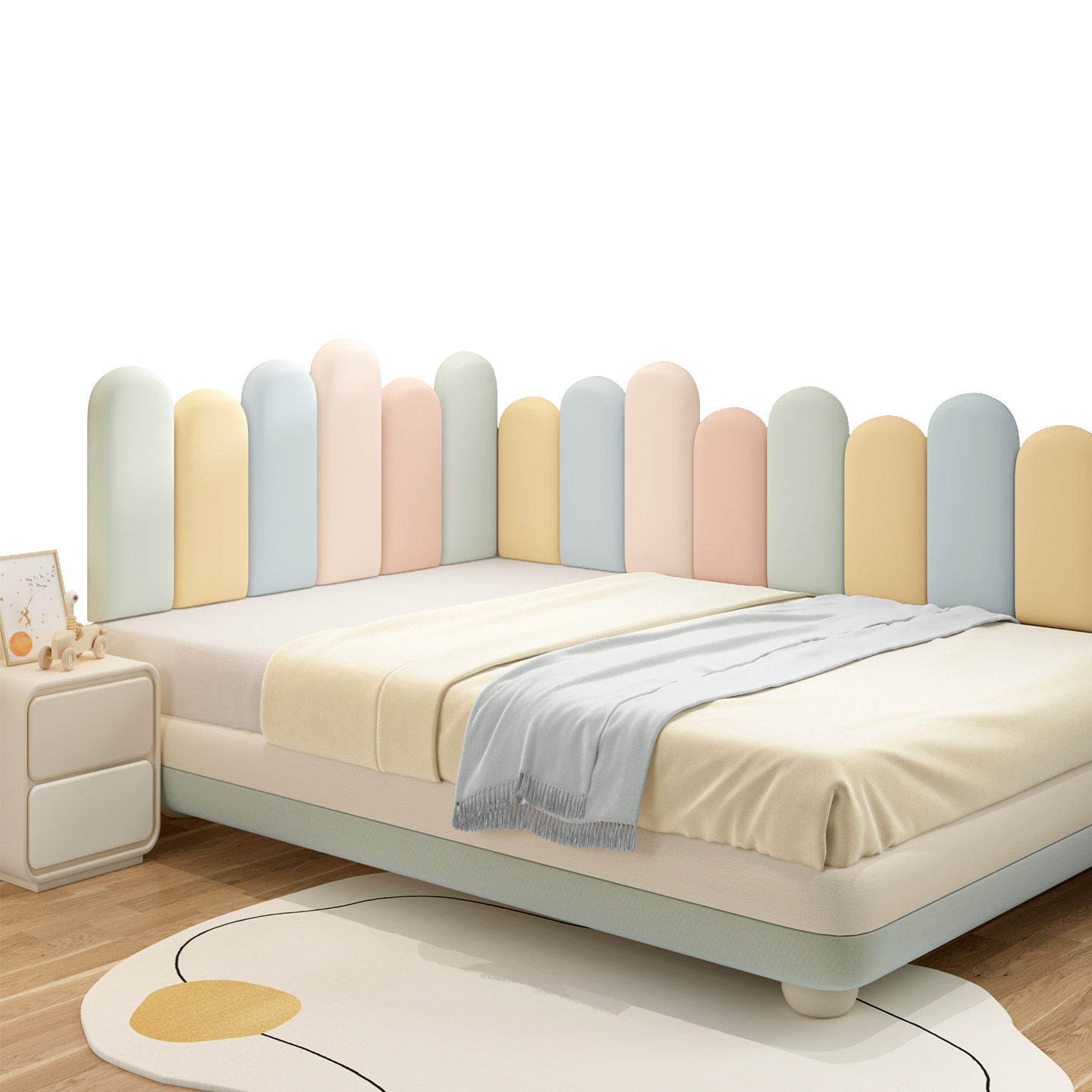 榻榻米软包墙围儿童房床头无醛板靠垫防撞墙贴墙面装饰自粘贴定制,淘宝优惠券,粉丝福利购,淘宝优惠卷