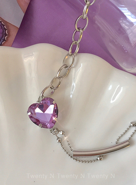 机械忒提斯闪耀紫色甜酷链条项链