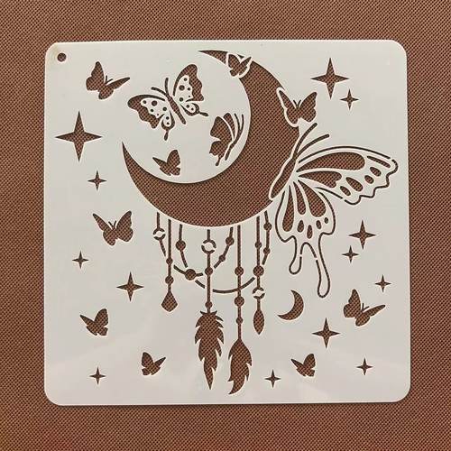 星空月亮蝴蝶花朵模板镂空丙烯画油画模具小学生文具工具绘画模板 - 图2