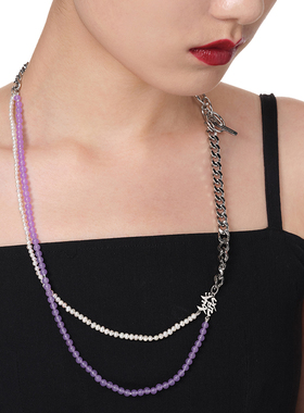 PEARLONA青紫玉石发字双层项链