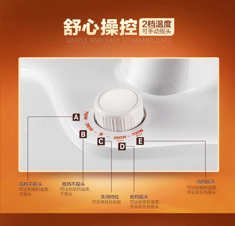 美的小太阳取暖器小型家用节能摇头台式电暖气电热扇暖炉7-15A5 - 图3