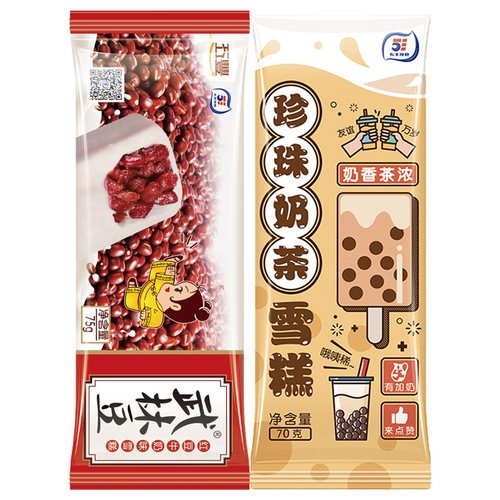 五丰75g武林红豆和70g珍珠奶茶雪糕冰激凌经典组合冰淇淋棒冰冷饮 - 图3