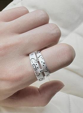 小众可爱卡通情侣戒指情侣对戒