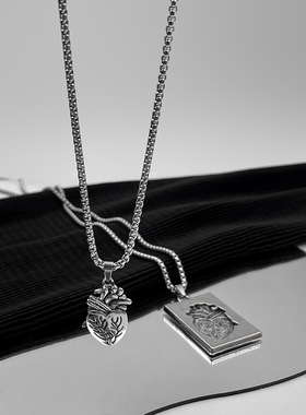 WHYBLUE做旧风格情侣心脏项链