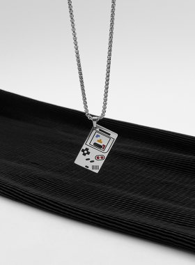 whyblue潮牌游戏机项链男钛钢