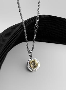 WHYBLUE复古金色海棠花小众项链