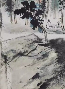 1:1张大千宝积寺名家真迹国画艺术微喷名画复制品临摹装饰收藏