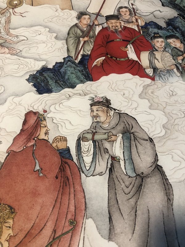 名画复制品夏荆山五路财神佛像唐卡菩萨国画艺术微喷古代装饰画