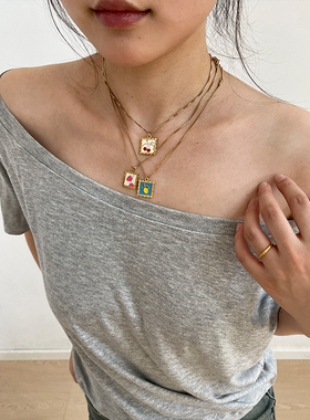 小樱桃水果吊坠方块项链