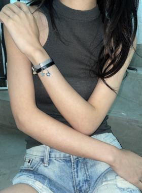 星星吊坠可调节钛钢手链