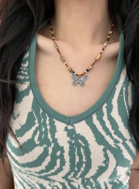 新中式天然石玛瑙串珠项链