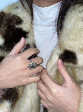 复古高级感立体玫瑰花戒指