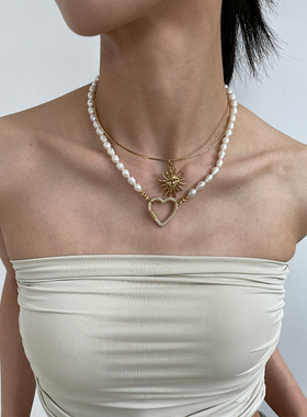 欧美风金色太阳金属感项圈