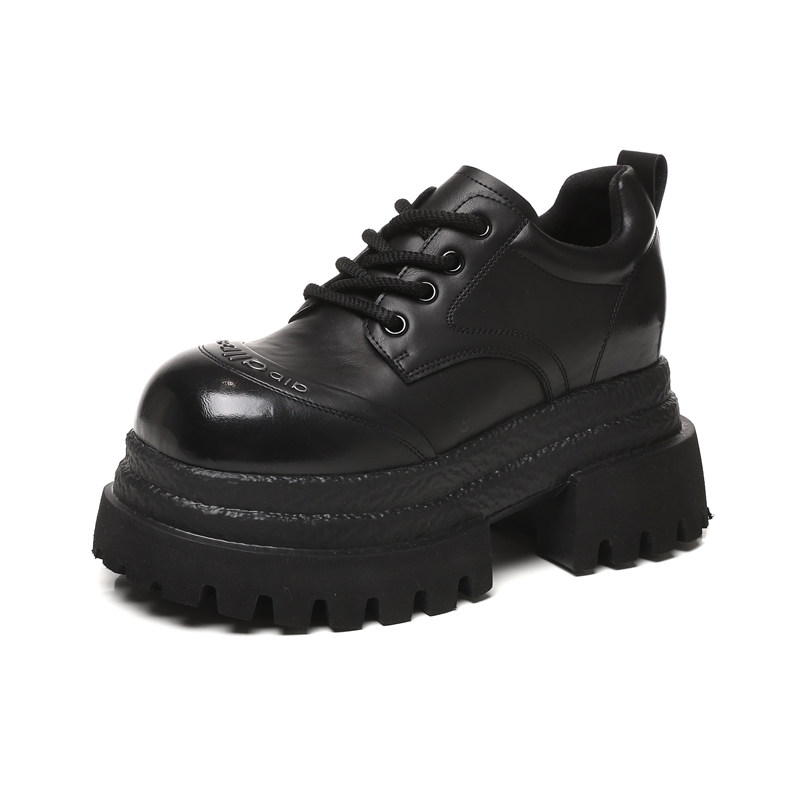 ZFCQ新款复古厚底内增高小皮鞋女真皮2025秋冬擦色松糕深口乐福鞋,淘宝优惠券,粉丝福利购,淘宝优惠卷