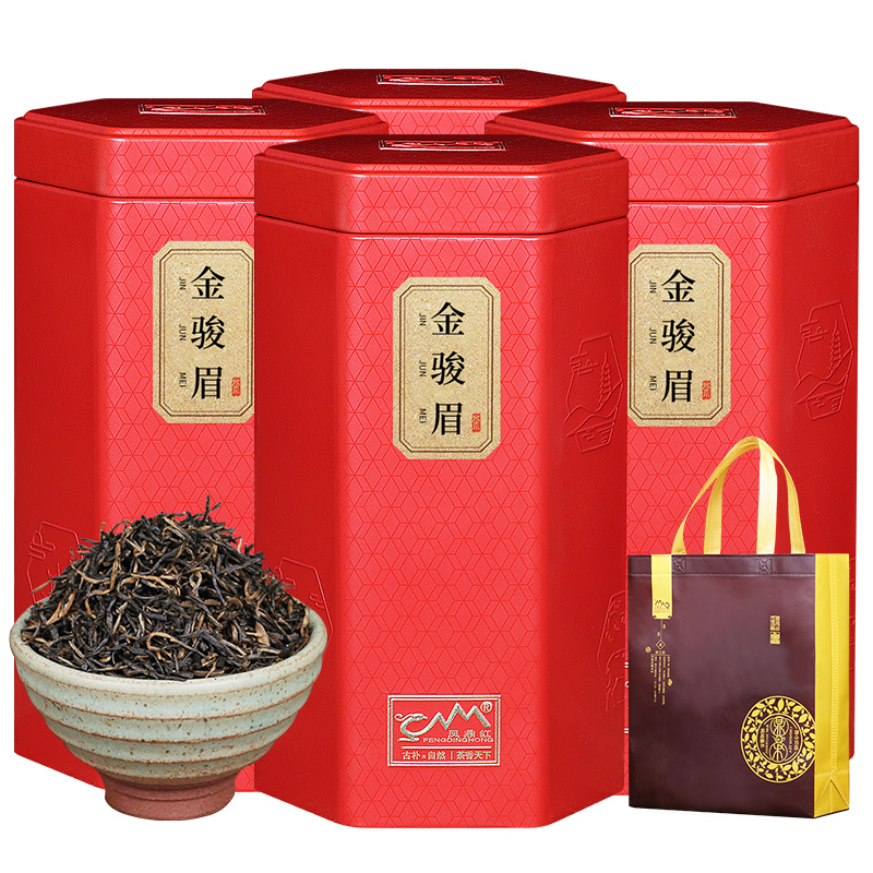 凤鼎红茶叶旗舰店金骏眉红茶茶叶散装武夷山浓香型金俊眉罐装年货送礼盒装共500g3