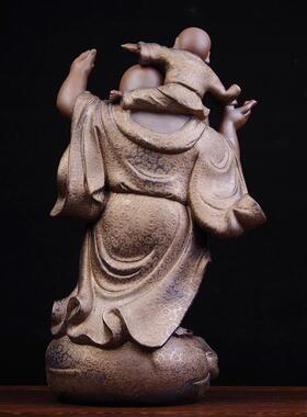 德化招财客厅酒柜雕塑大肚弥勒佛