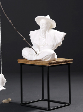 人物渔翁招财工艺品佛像创意陶瓷