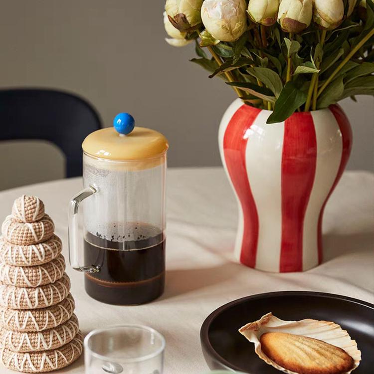 外贸高颜值HAY SOBREMESASTRIPE 陶瓷摆件花彩色条纹花瓶客厅简约 - 图3