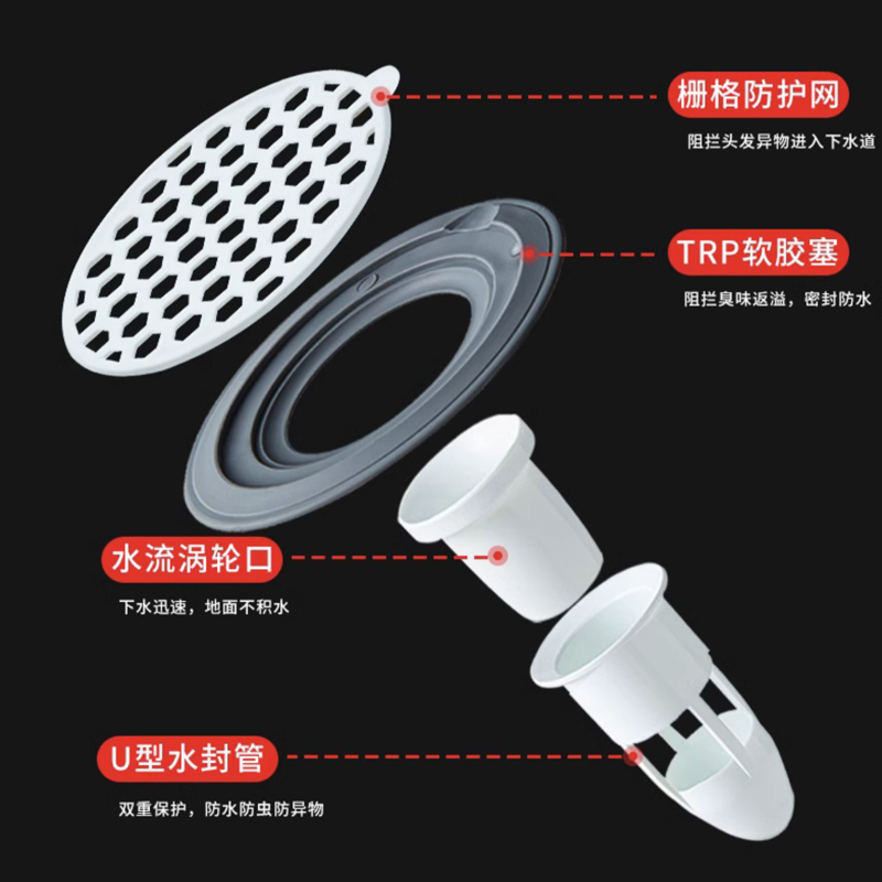 日本地漏防臭器卫生间下水道防返臭神器厕所反味堵口器防虫滤网盖-图0