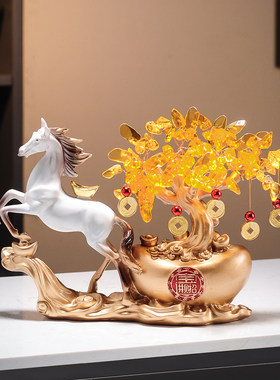 客厅办公室酒柜装饰品乔迁店铺开业礼物家用旺宅马上有钱招财摆件