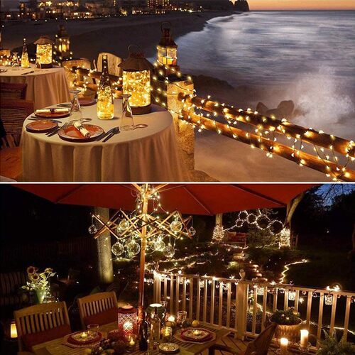 LED太阳能铜线灯8功能灯串户外园林装饰氛围灯户外防水铜丝串灯 - 图0