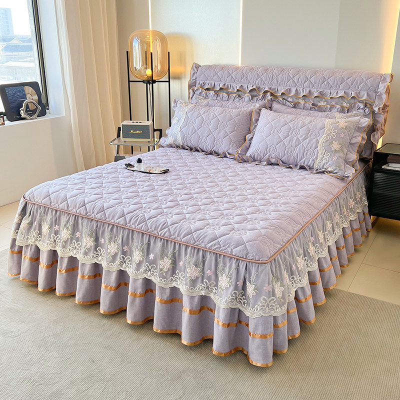 加厚水洗棉夹棉床裙床头罩三件套夹棉床罩床垫保护套四季欧式新款,淘宝优惠券,粉丝福利购,淘宝优惠卷