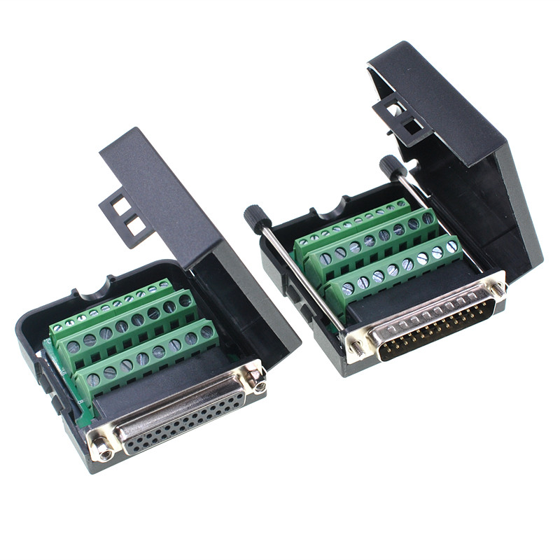 DB25免焊DB25-M2-G2公母头DR25并口免焊接端子柱转接板2排25针孔 - 图3