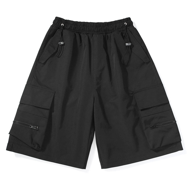 GENANX闪电潮牌夏新款美潮山系多口袋弹力绳卡扣裤腰宽松五分短裤,淘宝优惠券,粉丝福利购,淘宝优惠卷