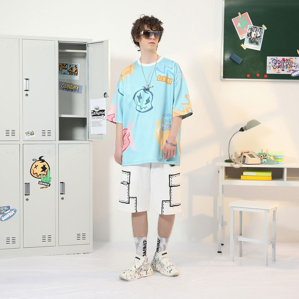 genanx闪电潮牌短袖男个性印花t恤 genanxT恤