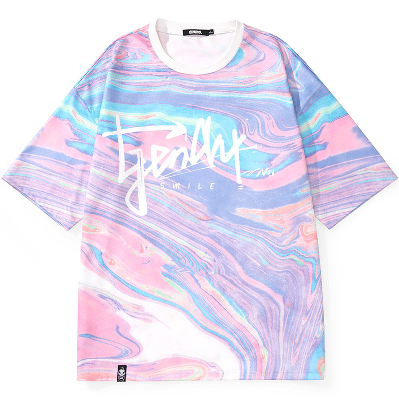 genanx闪电潮牌短袖炫彩渐变色t恤 genanxT恤
