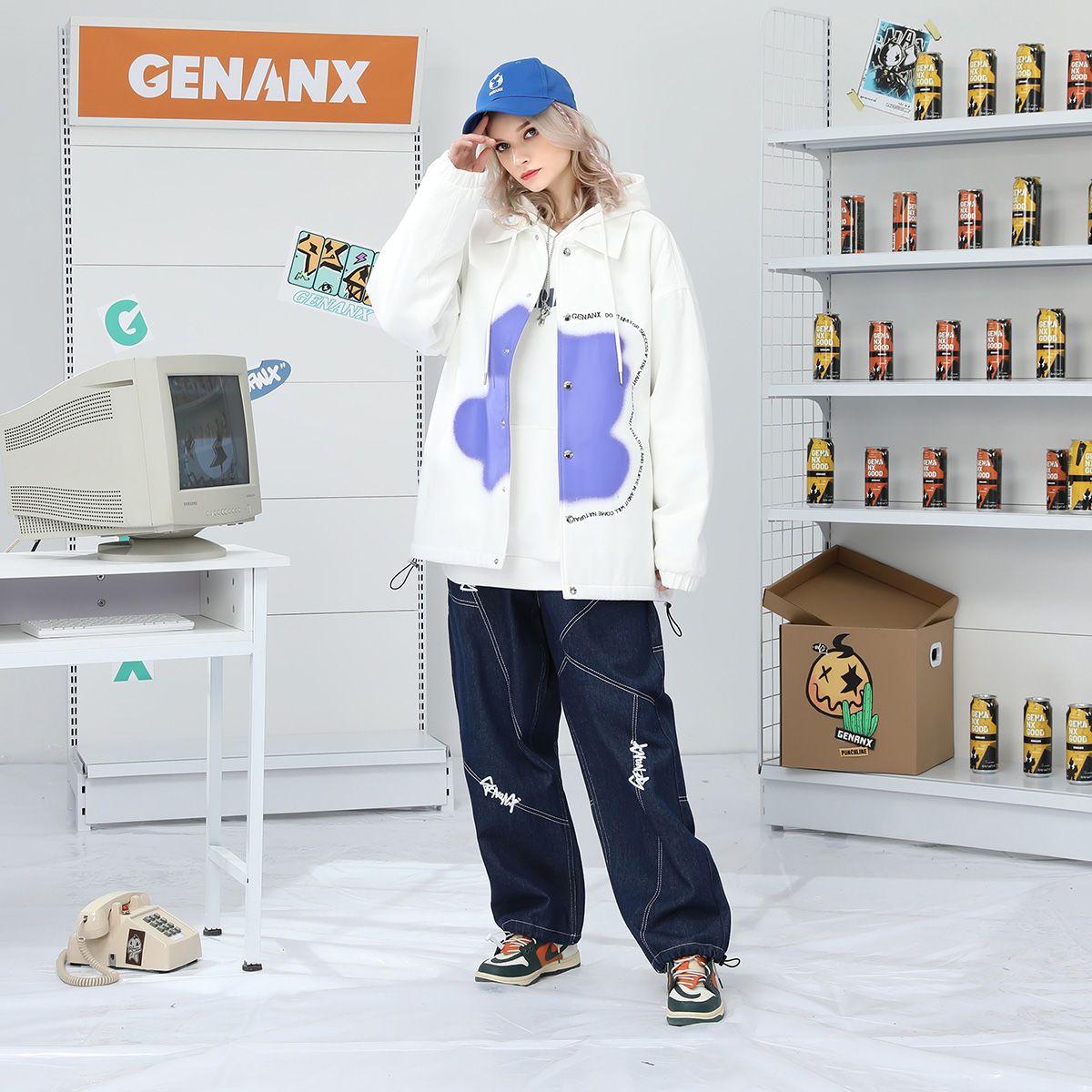 GENANX闪电潮牌新款冬装夹克棉服情侣纯棉简约百搭保暖棉衣厚外套