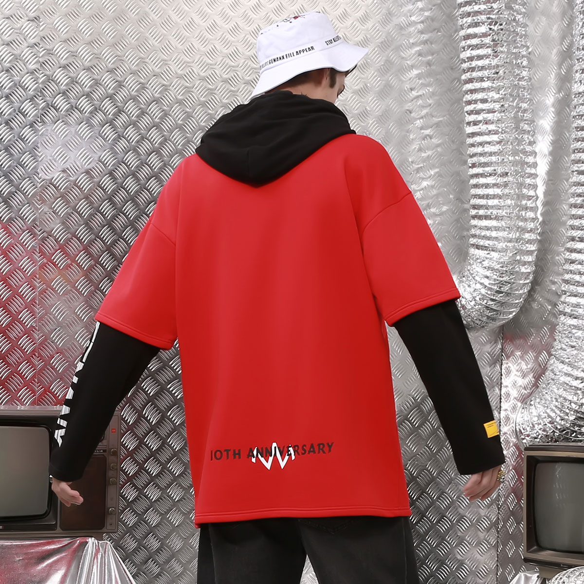 genanx闪电潮牌假两件拼接周年卫衣 genanx卫衣