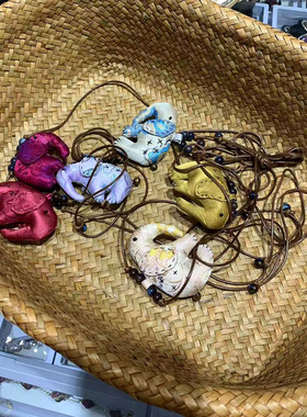 真丝香云纱宋锦吉祥象项链挂件