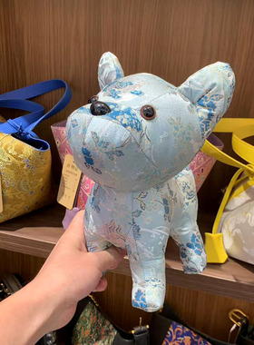 桑蚕丝宋锦小狗摆件新中式国风