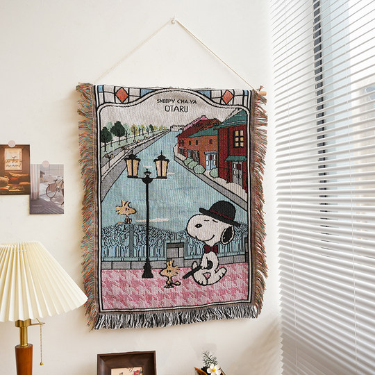 Nordischer Baumwollfaden gewebter Wandteppich, Camping-Atmosphäre, Dekoration