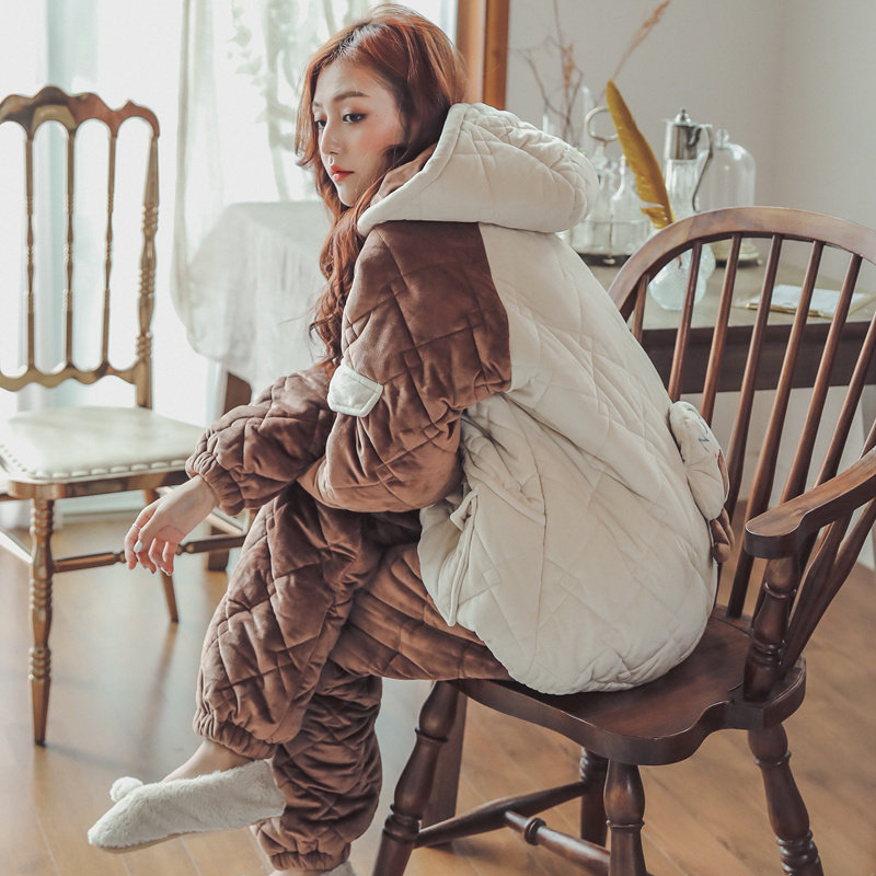 月子服产后秋冬季套装大码加绒睡衣 sakurawolf家居服套装