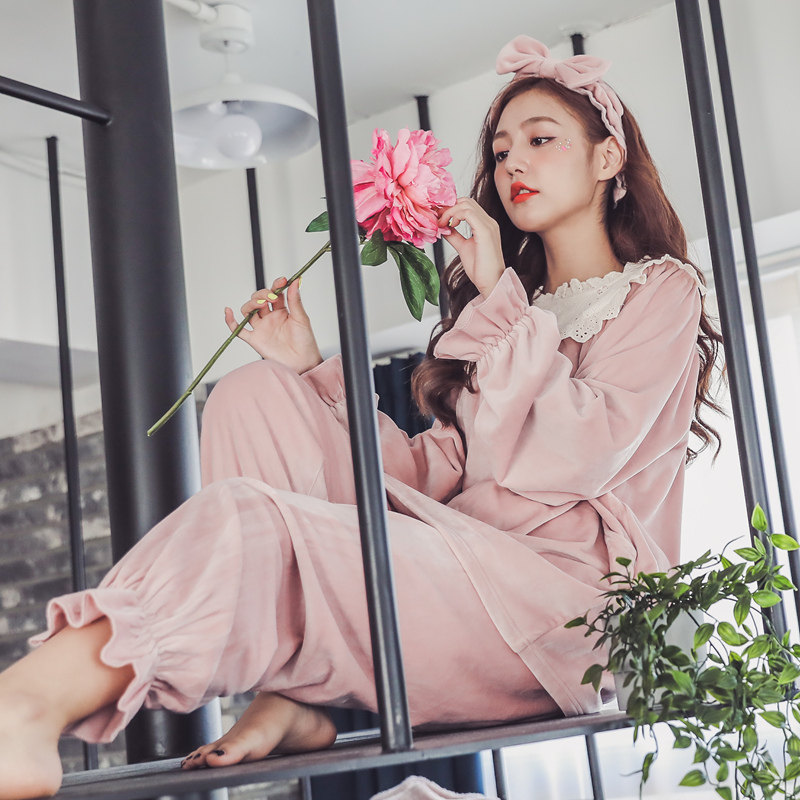 月子服春秋季产后金丝绒出院服睡衣 sakurawolf家居服套装