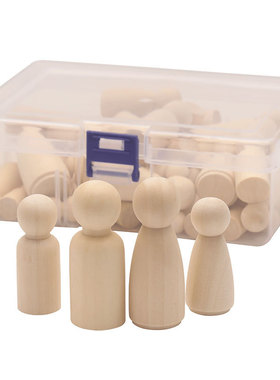 现货盒装小木人混款diy儿童彩绘木头人手工涂鸦玩具木娃娃50个款