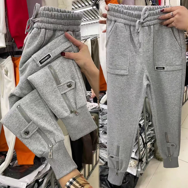 秋季新款纯棉卫裤女时尚洋气百搭哈伦裤子宽松遮肉显瘦运动休闲裤,淘宝优惠券,粉丝福利购,淘宝优惠卷