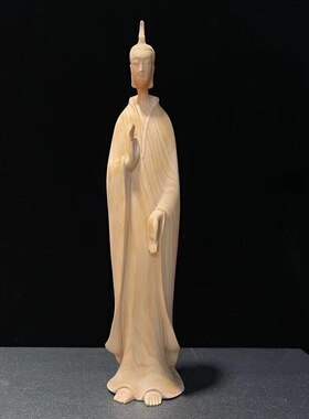黄杨木雕北魏佛像禅意养性仿古风行坐听禅神像摆件家居装饰工艺品