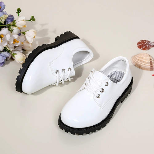 Белые детские туфли подходит для мужчин и женщин для кожаной обуви в английском стиле, мягкая подошва, в британском стиле