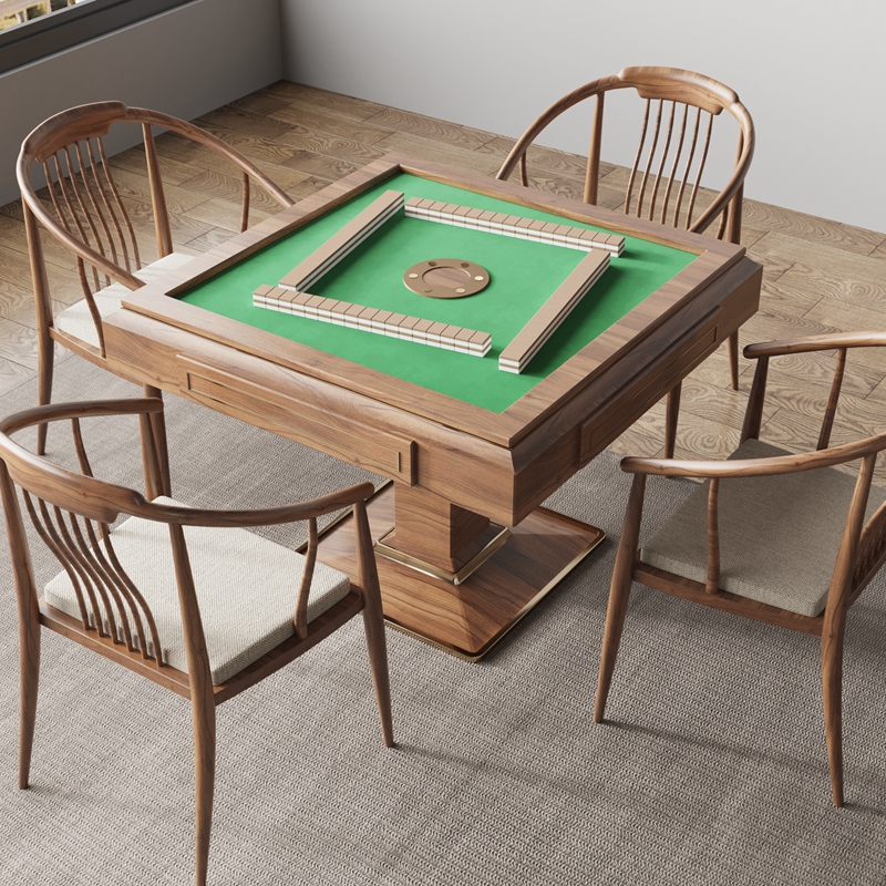 新中式实木麻将机餐桌两用多功能圆桌电动麻将桌全自动家用桌子-图0