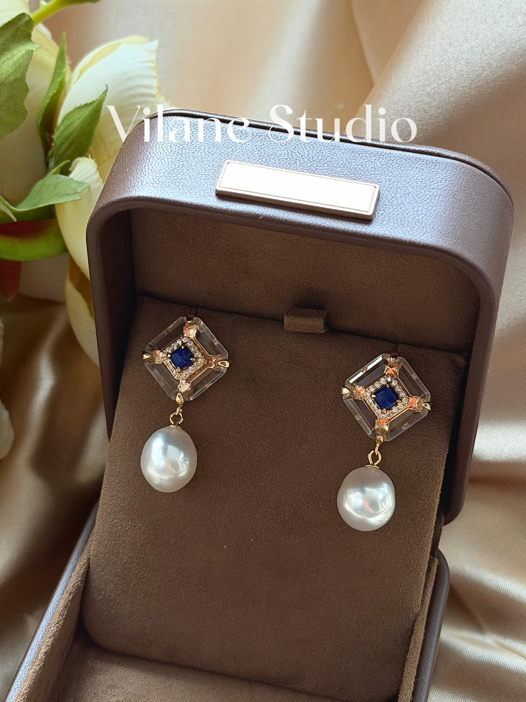 天然海水澳白水滴青金白水晶耳钉10-11纯银耳钉一物一拍,淘宝优惠券,粉丝福利购,淘宝优惠卷