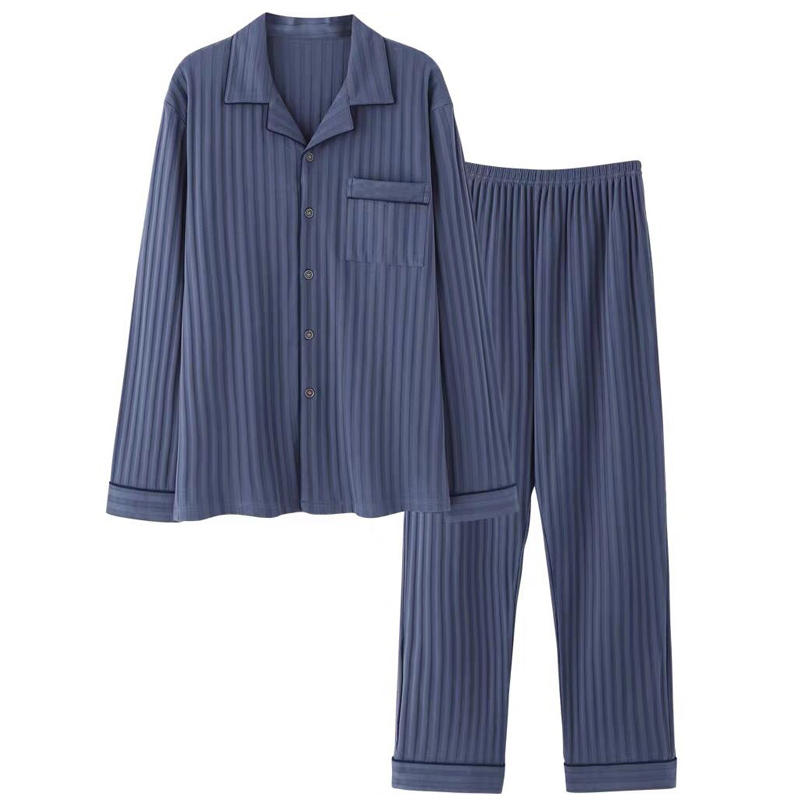 诺盾旗舰店睡衣男长袖春秋季纯棉韩版青中年男士大码家居服秋冬款全棉式套装3