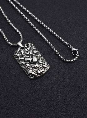 复古朋克骷髅头不锈钢男士项链