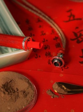 灵丹真朱砂一生安朱砂五岳心经筒五岳楞严筒s925纯银镶嵌礼品礼物