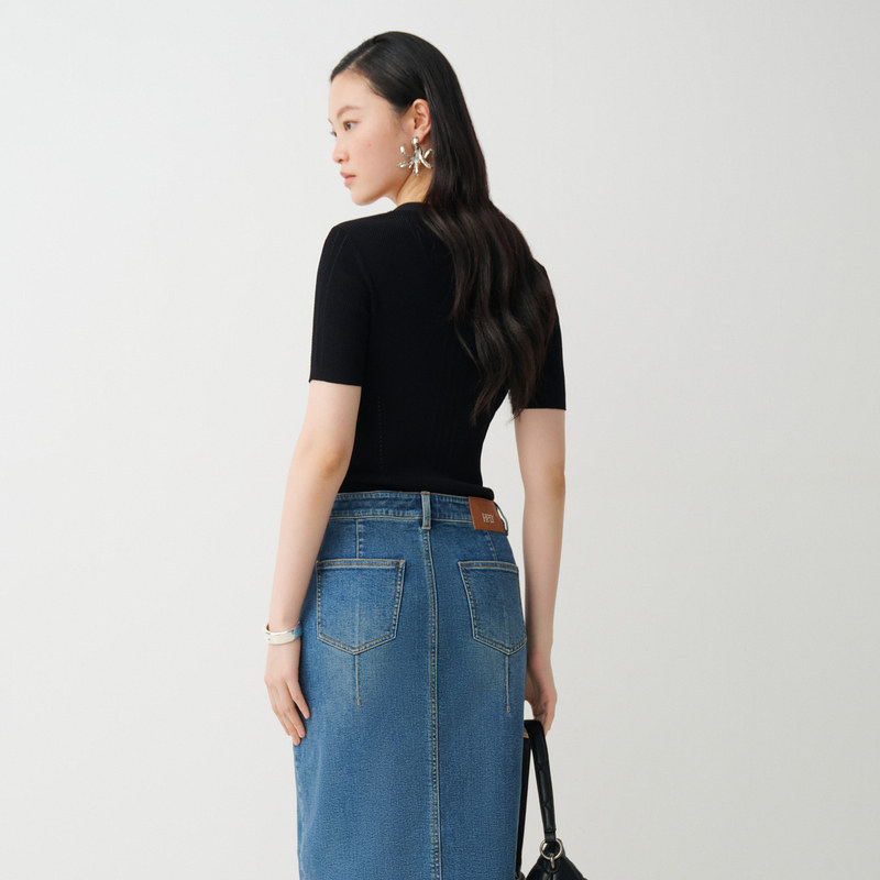 【商场同款】HPLY荷比俪秋季新款女收腰显瘦短袖假两件针织衫,淘宝优惠券,粉丝福利购,淘宝优惠卷