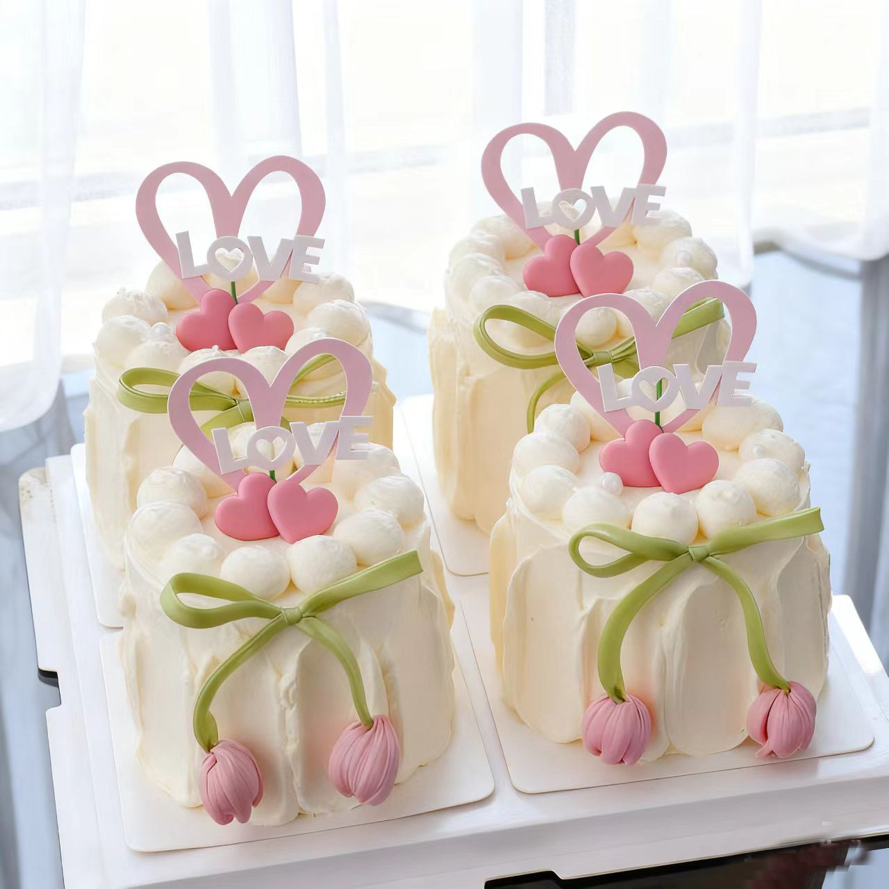 情人节爱心love蛋糕装饰插件蝴蝶结郁金香花苞生日烘焙情侣送闺蜜,淘宝优惠券,粉丝福利购,淘宝优惠卷